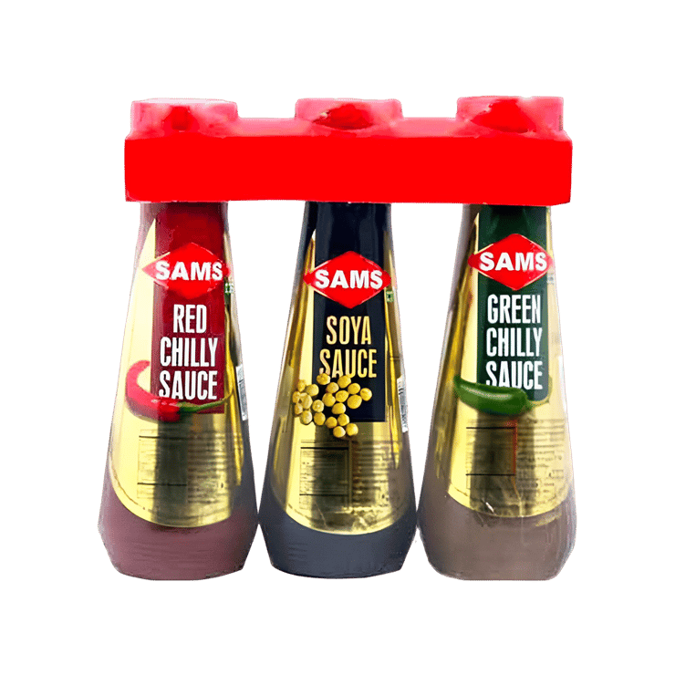 Sams Red Chilli Sauce + Soy Sauce + Green Chilli Sauce - 300 g