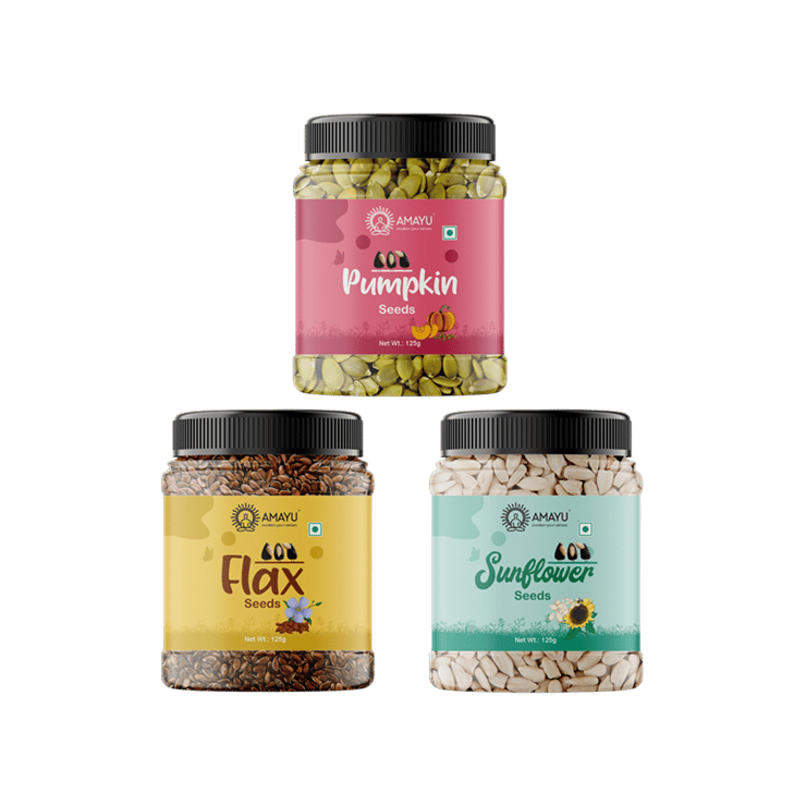 AMAYU Pumpkin, Sunflower & Flax Seeds Combo - 3 x 125 g
