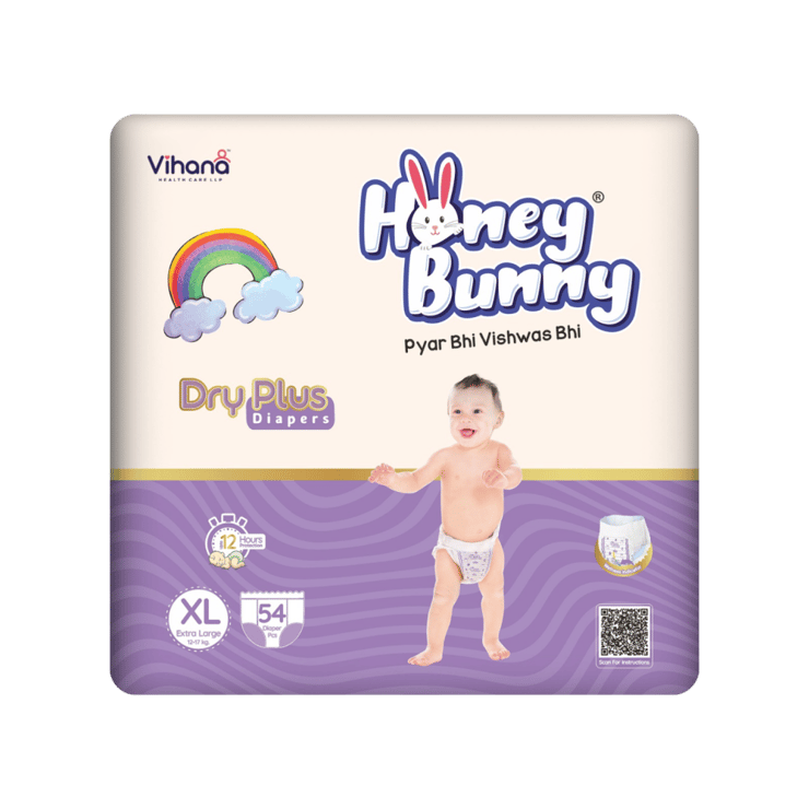 Honey Bunny Dryplus Baby Diaper (XL, 12-17 kg)