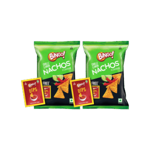 Bingo Chilli Limon Nachos with Free Dip - Pack of 2 - 2 x 80 g