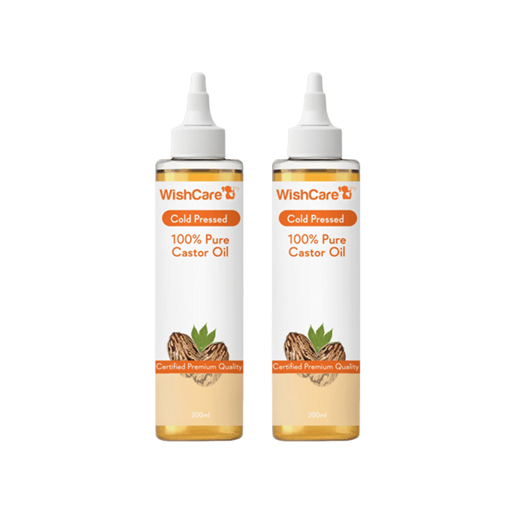 WishCare Cold Pressed 100% Pure Castor Oil - Pack of 2 - 2 x 200 ml
