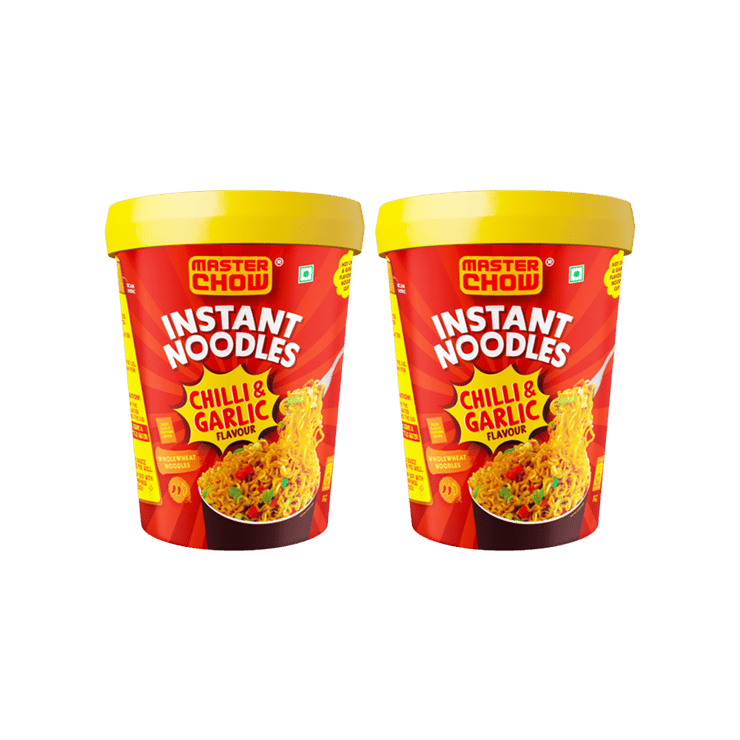 MasterChow Chilli Garlic Cup Noodles - Pack of 2 - 2 x 100 g
