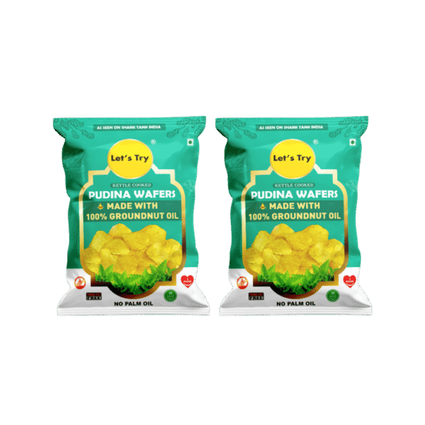 Let's Try Pudina Potato Wafers - Pack of 2 - 2 x 54 g