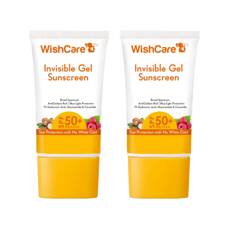 WishCare Invisible Sunscreen Gel (SPF 50+ PA++++) - Pack of 2 - 2 x 50 g
