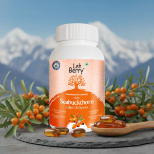 Leh Berry Seabuckthorn Oil Softgels (500mg) - Complete Omega 3, 6, 7 & 9 | 60 Vegetarian Capsules