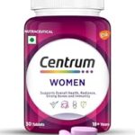 Centrum Women, World's No.1 Multivitamin with Biotin, Vitamin C & 21 vital Nutrients for Overall Health, Radiance, Strong Bones & Immunity (Veg) Pack of 30 Tablets
