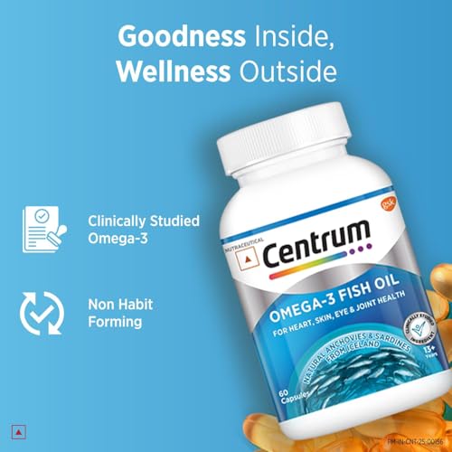 Centrum Omega 3 Fish Oil Capsules 1000mg Supplements | Omega 3 with 180mg EPA, 120mg DHA for Hair and Skin Health, Joint Health, Brain Health | No Fishy Aftertaste - 60 Capsules - Image 6
