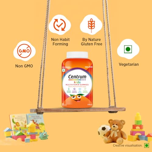 Centrum Kids- Multivitamin Gummies for Kids | Non-Habit Forming | With Zinc, Vitamin B, C, D for Overall Growth, Healthy Digestion, Eye Health, Immunity | Tasty Orange Flavour | Veg - 50 gummies - Image 18