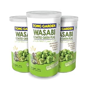 Tong Garden Imported - 180g Wasabi Green Peas Can | Spicy, Crunchy Snack with Natural Wasabi Flavor | Great for On-the-Go & Snacking - (Pack of 3)