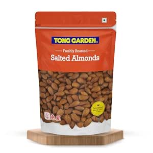 Tong Garden 380 Gm Salted Almonds | Salted Badam | Healthy Crunchy Nuts & High Protein Snack | Packed with Vitamins & Minerals | Real Nuts (Pack of 1)