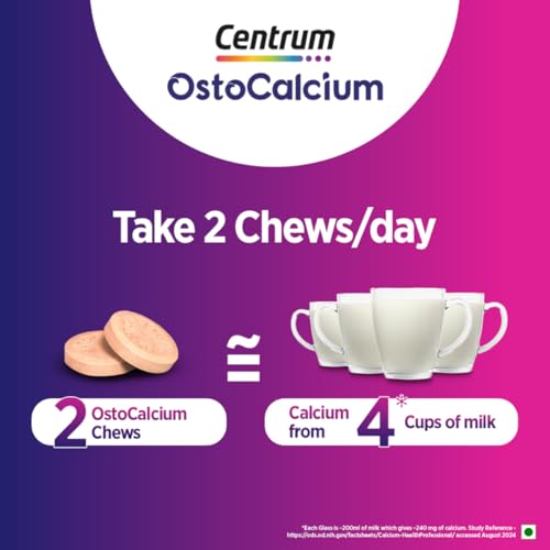 Centrum Ostocalcium Total Chewable Tablets For Women & Men | Vitamin D & Calcium Tablets To Support Strong Bones, Joints & Muscles |60 Tablets, 128 Grams - Image 3