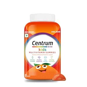 Centrum Kids- Multivitamin Gummies for Kids | Non-Habit Forming | With Zinc, Vitamin B, C, D for Overall Growth, Healthy Digestion, Eye Health, Immunity | Tasty Orange Flavour | Veg - 50 gummies