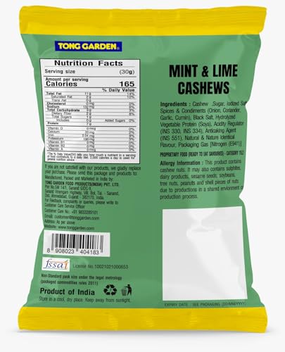 Tong Garden 30g Mint & Lime Cashew Nuts | Crunchy & Flavored Snack | Protein-Rich Healthy Nuts | Perfect for Snacking & Parties - (Pack of 5) - Image 3