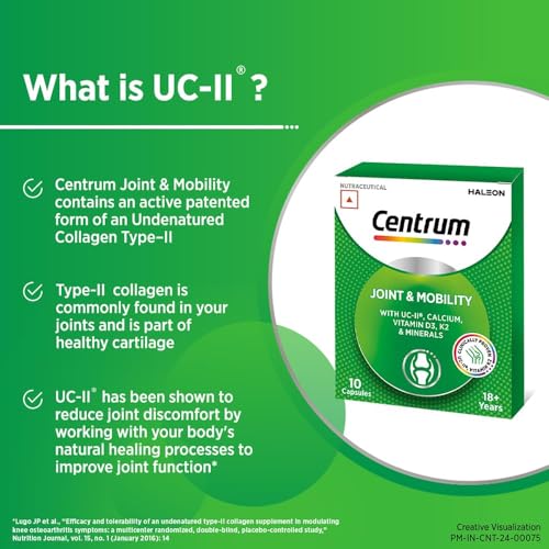 Centrum Joint & Mobility Capsule | Supplement | Undenatured Collagen Type II, Vitamin K2, Calcium for Joint support, Cartilage Support and Better Mobility | Joint Support Capsule - Pack of 10 - Image 5