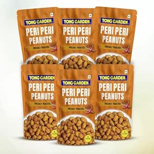 Tong Garden 65Gm Peri Peri Peanuts | Spicy & Crunchy Snack | Tangy Roasted Peanuts with Herbs & Natural Flavors | Perfect Party & On-the-Go Snack (Pack of 6)