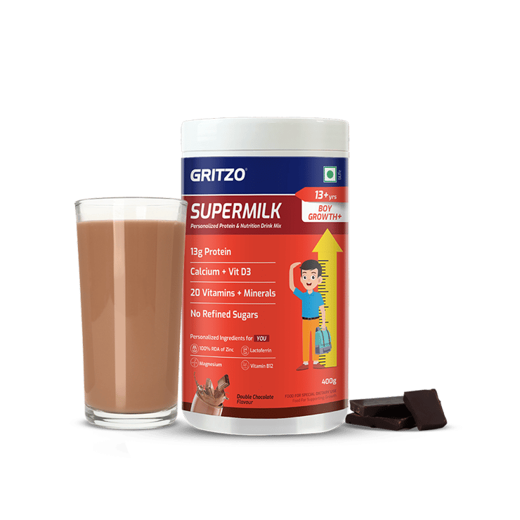 Gritzo SuperMilk Boy Height+ Drink Mix (13+ Years, Double Chocolate) – 400 g