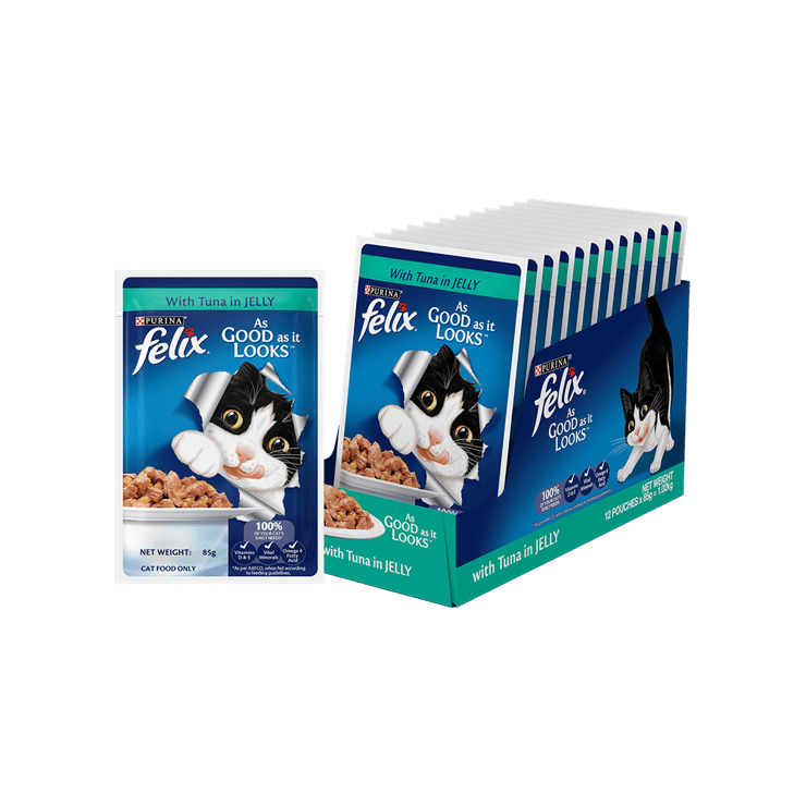 Felix Tuna with Jelly Adult Wet Cat Food (Pack of 12) – 12 x 85 g