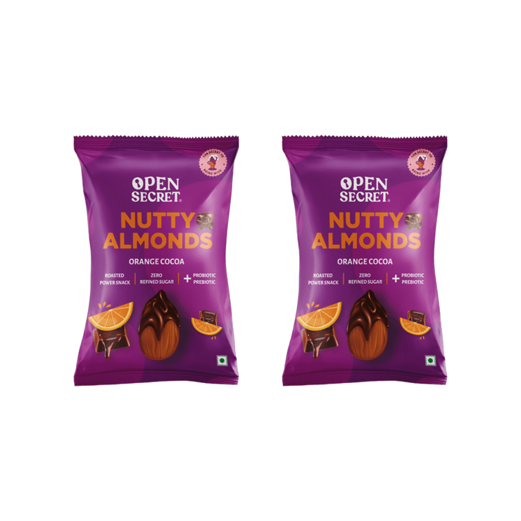 Open Secret Orange Cocoa Nutty Flavoured Almonds – Pack of 2 – 2 x 23 g
