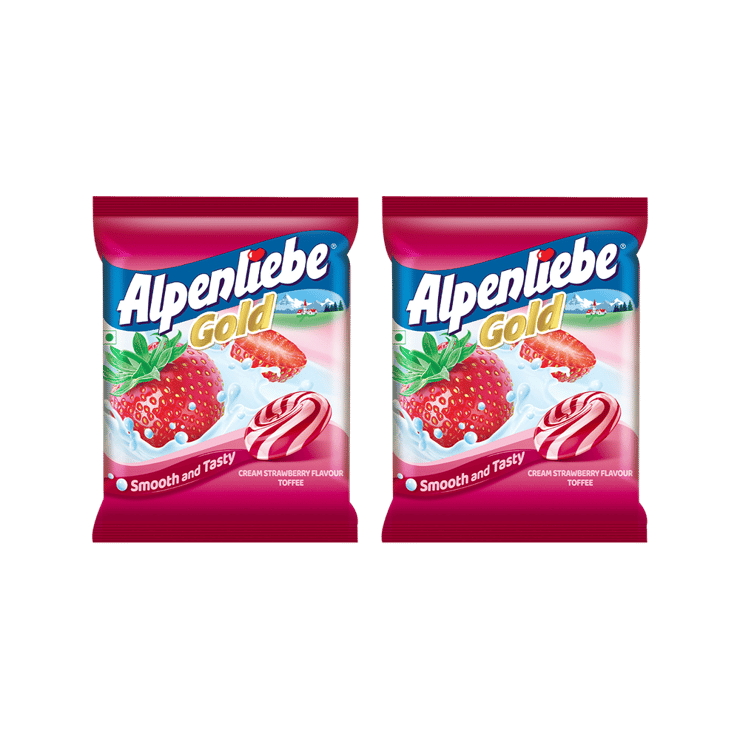 Alpenliebe Gold Cream Strawberry Candy (90 Pieces) – Pack of 2 – 2 x 297 g