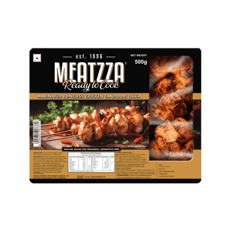Meatzza Marinated Boneless Tandoori Chicken Tikka – 500 g