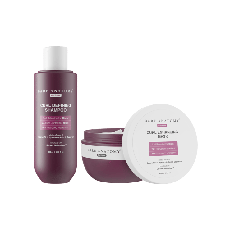 Bare Anatomy Curl Defining Shampoo +  Curl Enhancing Hair Mask Combo – 250 ml + 250 g