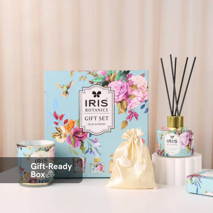 IRIS Botanics Home Fragrances Gift Set (Lilac & Peony) – 1 pack (4 pieces)