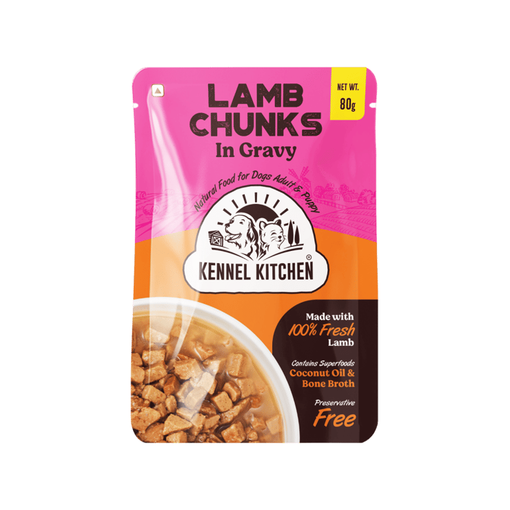 Kennel Kitchen Lamb Chunks in Gravy Dog Wet Food (Adult & Puppy) – 12 x 80 g