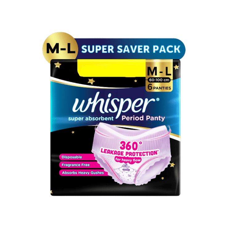 Whisper Super Absorbent Period Panty – 1 pack (6 pieces)