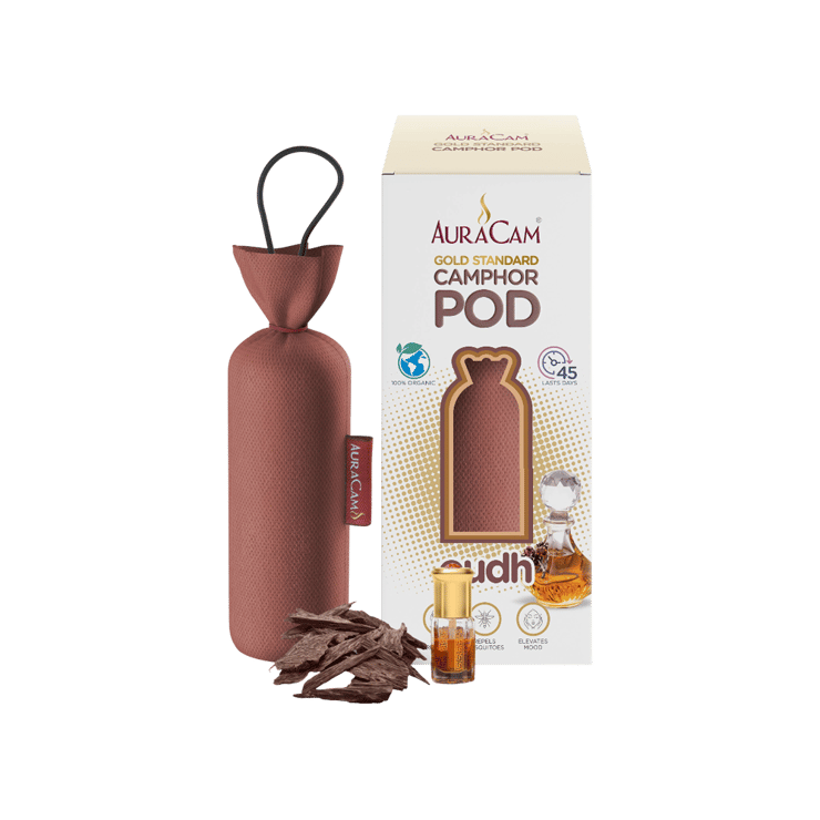 AuraCam Gold Standard Camphor Pod Air Freshener (Oudh) – 60 g