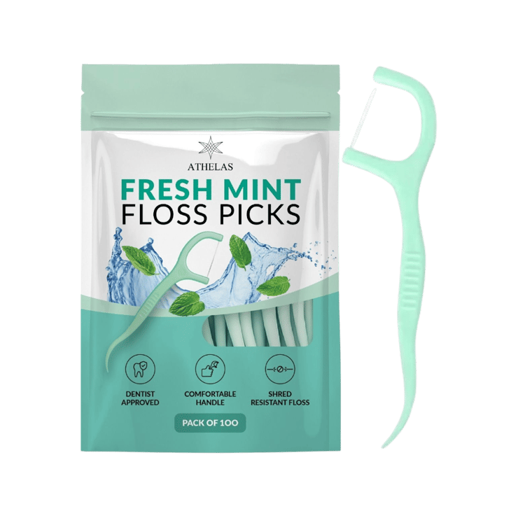 Athelas Dental Floss Picks – Mint Flavor – 1 pack (100 pieces)