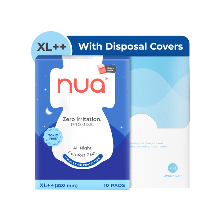 Nua All Night Zero Irritation Comfort Pads with Disposal Cover – 10 pieces