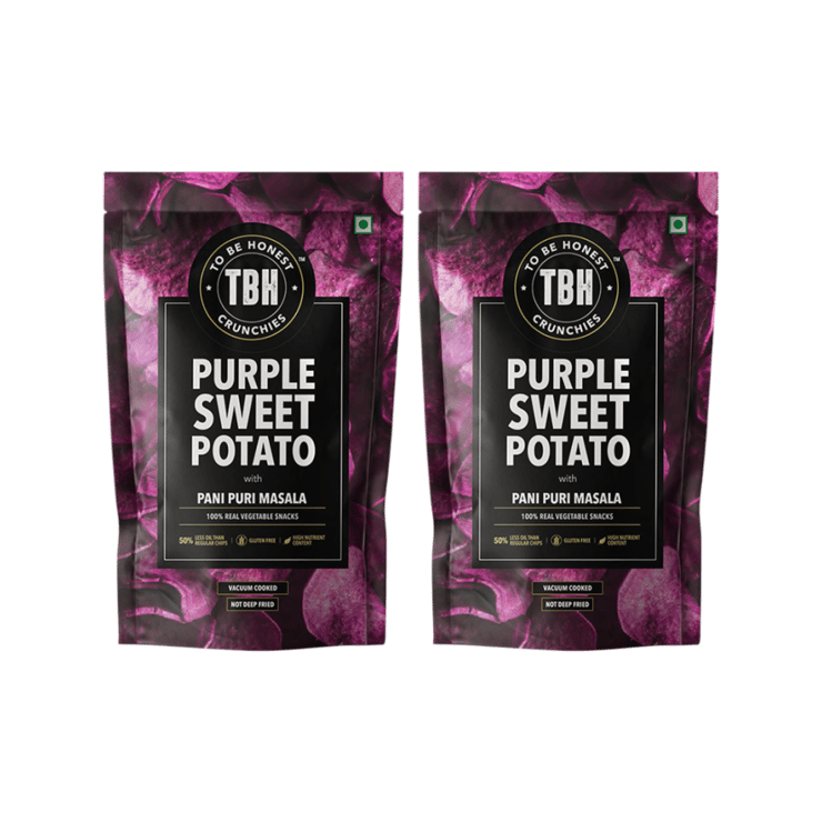 To Be Honest Purple Sweet Potato Chips with Pani Puri Masala – Pack of 2 – 2 x 75 g