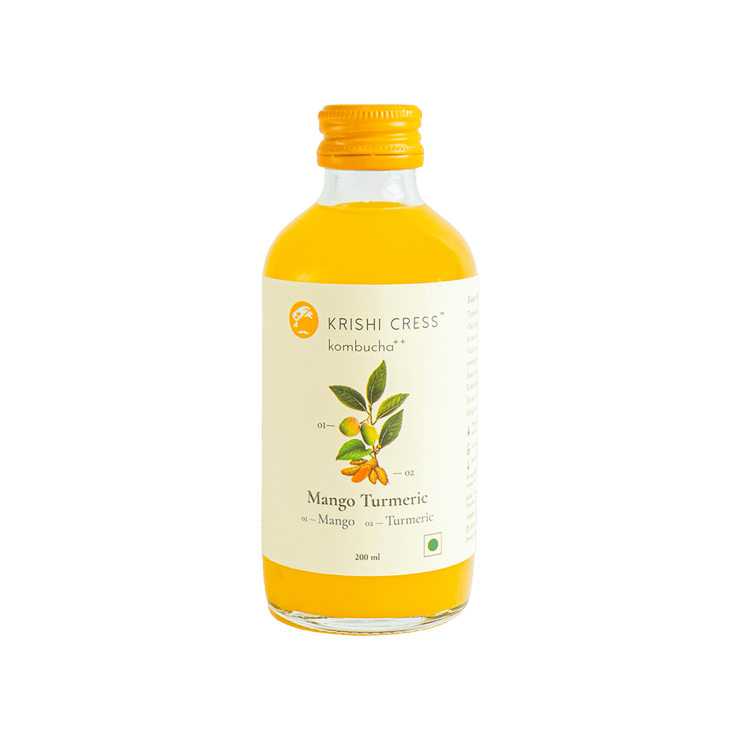 Krishi Cress Mango Turmeric Kombucha – 200 ml