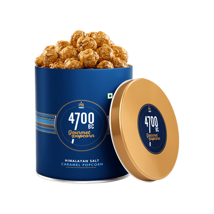 4700BC Himalayan Salt Caramel Popcorn, Gourmet Tin – 125 g