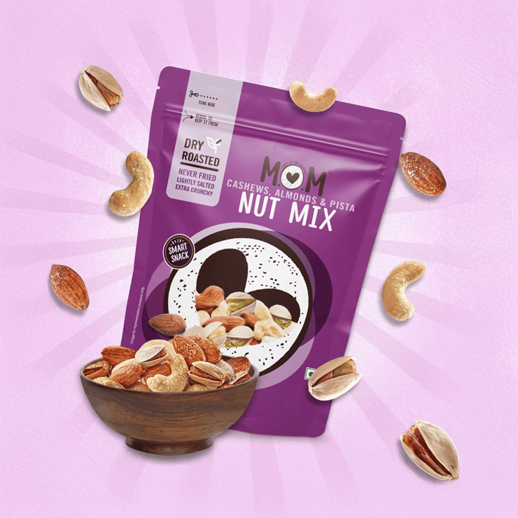 Dry Roasted Cashews, Almonds & Pista Nuts Mix by MOM – Meal Of The Moment – 45 g