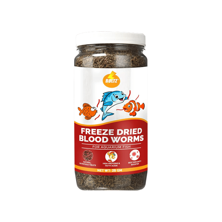 Boltz Dried Blood Worms Fish Food – 25 g