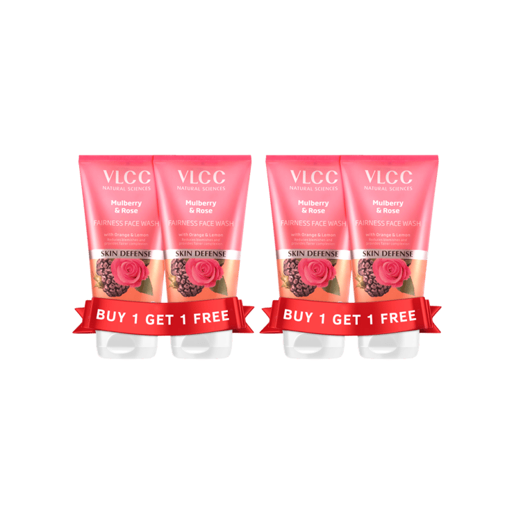 VLCC Mulberry & Rose Fairness Face Wash – Buy 1 Get 1 Free – Pack of 2 – 2 x 2 x 150 ml