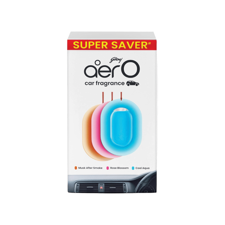 Godrej Aer O – Hanging Car Freshener (Rose Blossom, Cool Aqua, Musk After Smoke) – 3 x 7.5 g
