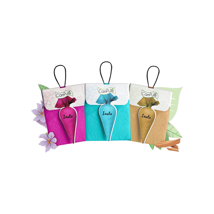 CamPure 100% Organic Camphor Car Freshener Cone (Original, Sandalwood & Lavender) – 1 pack (3 x 30 g)