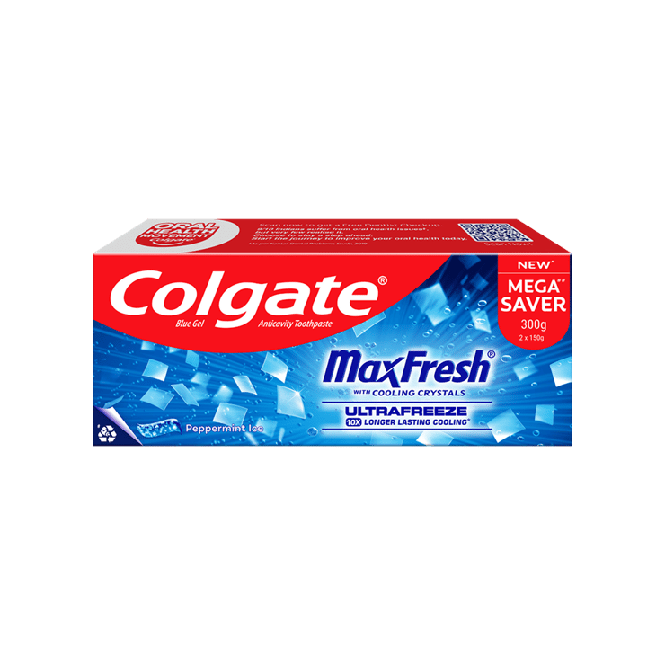 Colgate MaxFresh Peppermint Ice Gel Toothpaste – Saver Pack – 1 pack (2 x 150 g)
