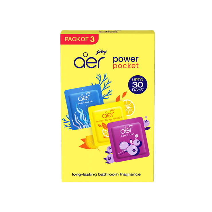 Godrej Aer Power Pocket Air Freshener (Assorted) – 1 set (3 pieces)