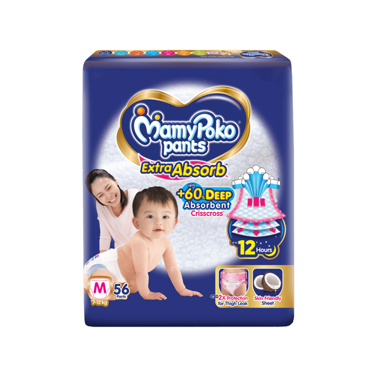 MamyPoko Pants Extra Absorb Baby Diaper (M, 7-12 kg)