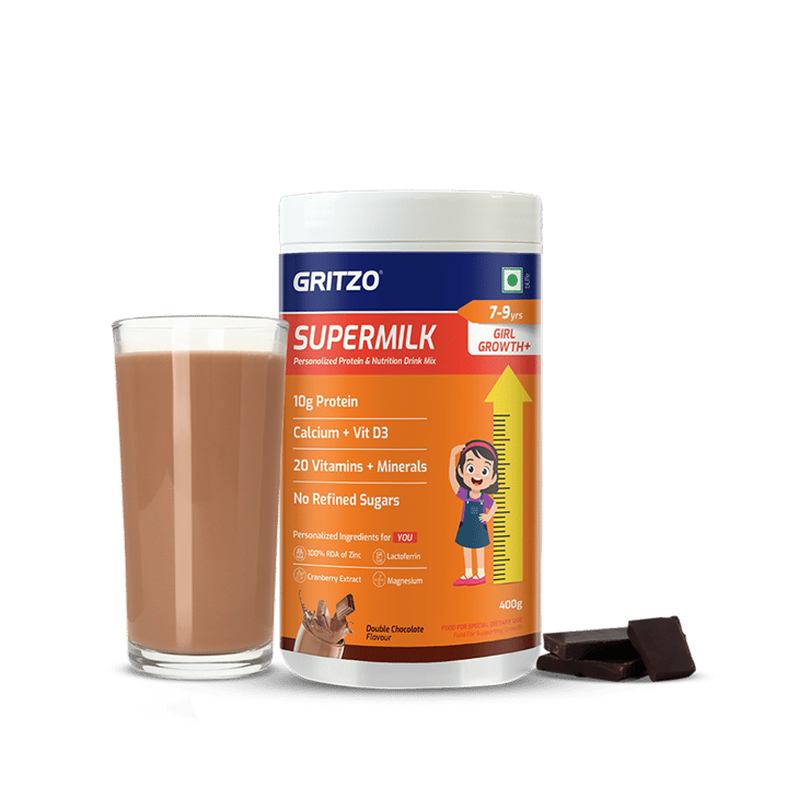 Gritzo SuperMilk Girl Height+ Drink Mix (7 – 9 years, Double Chocolate) – 400 g