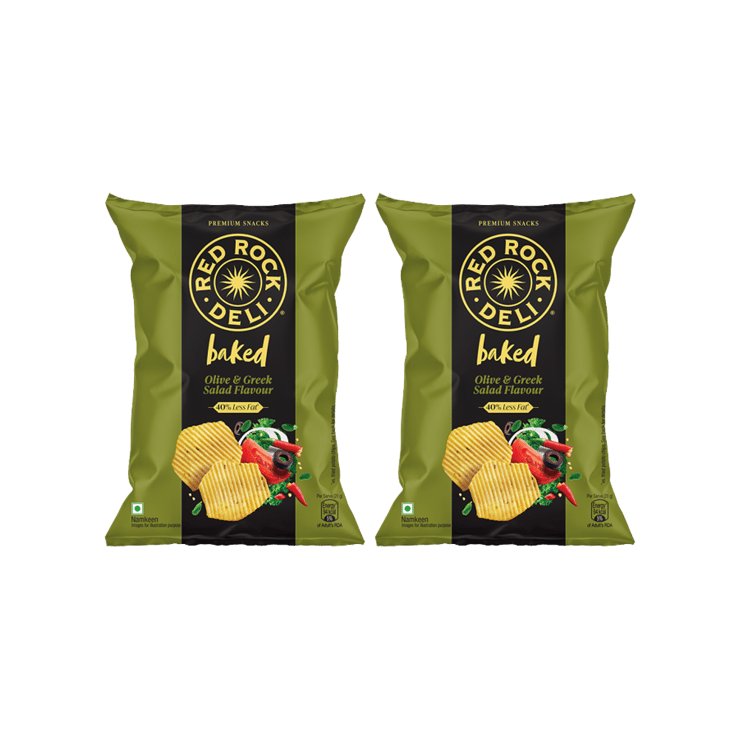 Red Rock Deli Potato Chips (Baked Olive & Greek Salad) – Pack of 2 – 2 x 53 g