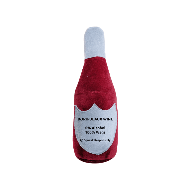Mutt of Course Bork Deaux Wine Squeaky Dog Toy – 1 piece