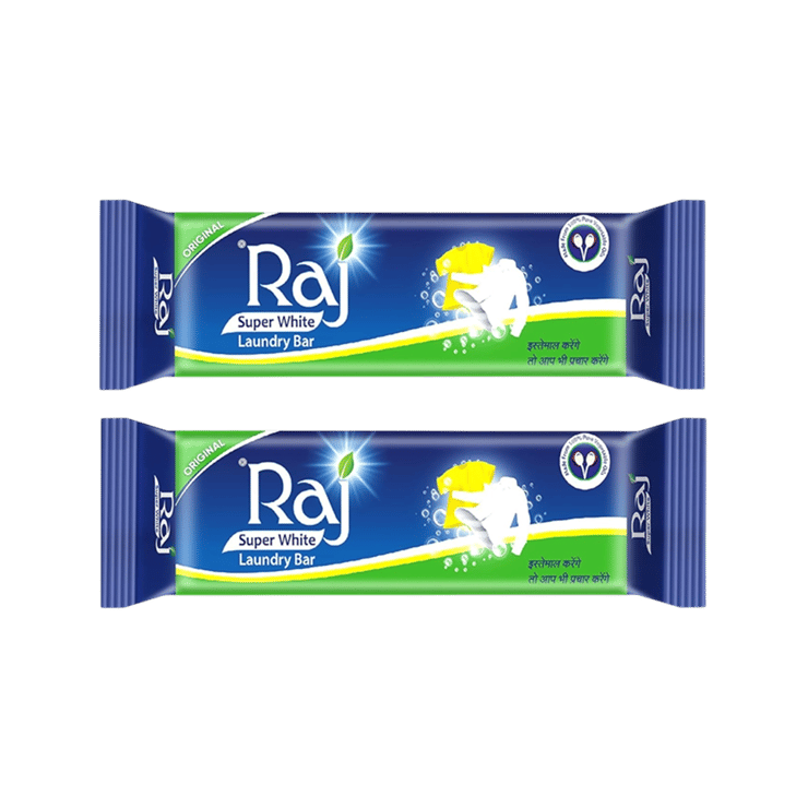 RAJ SUPER WHITE Detergent Bar for Laundry – 2 kg