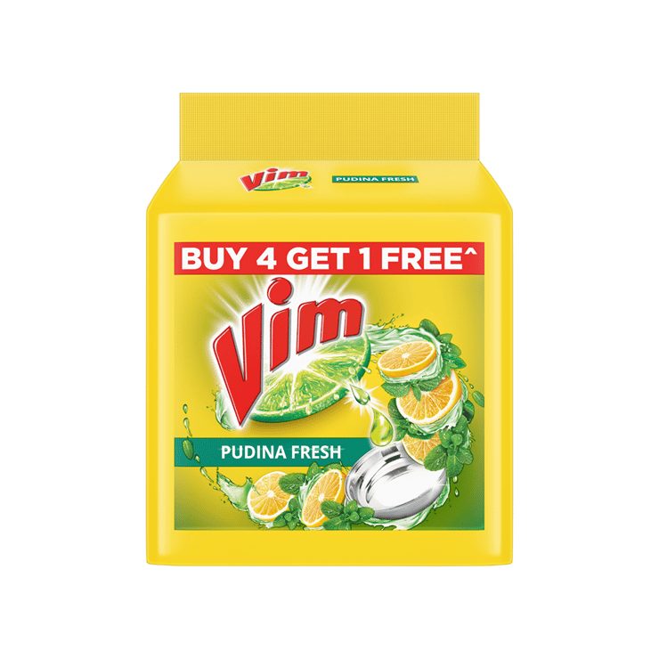 Vim Anti Smell Pudina Dishwash Bar – 1 pack (5 pieces x 190 g)