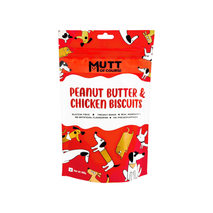 Mutt of Course Peanut Butter & Chicken Dog Biscuit – 100 g