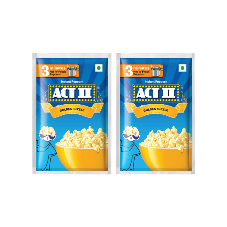 Act II Golden Sizzle Popcorn – Instant – Pack of 2 – 2 x 30 g