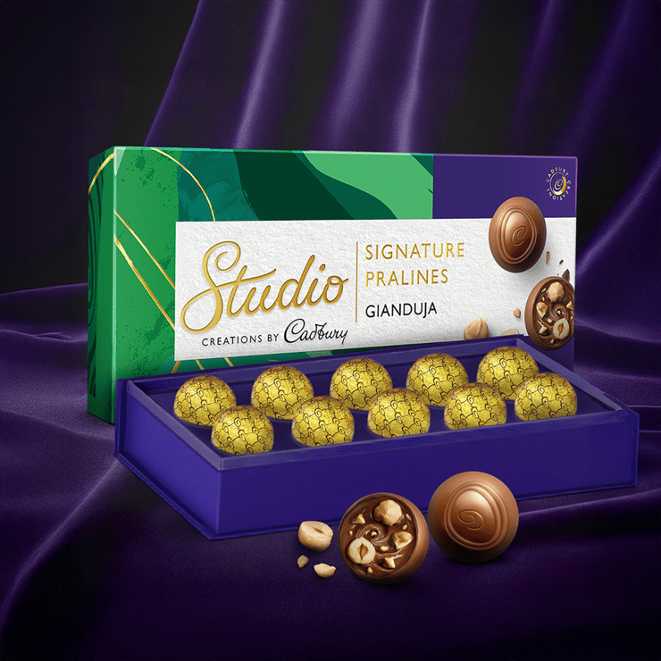 Cadbury Studio Gianduja Hazelnut Signature Pralines?Chocolate Gift Pack – 10 x 13 g